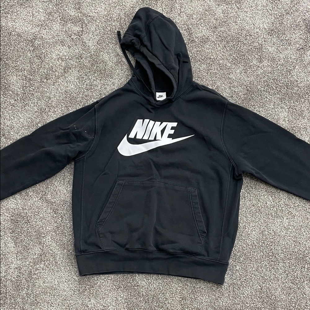 Nike Black Hoodie with Bold White Swoosh